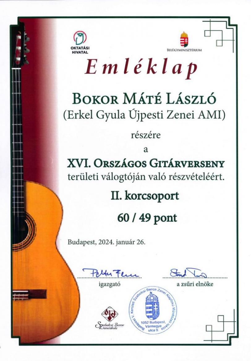 Bokor Máté emléklap_gitárverseny-1